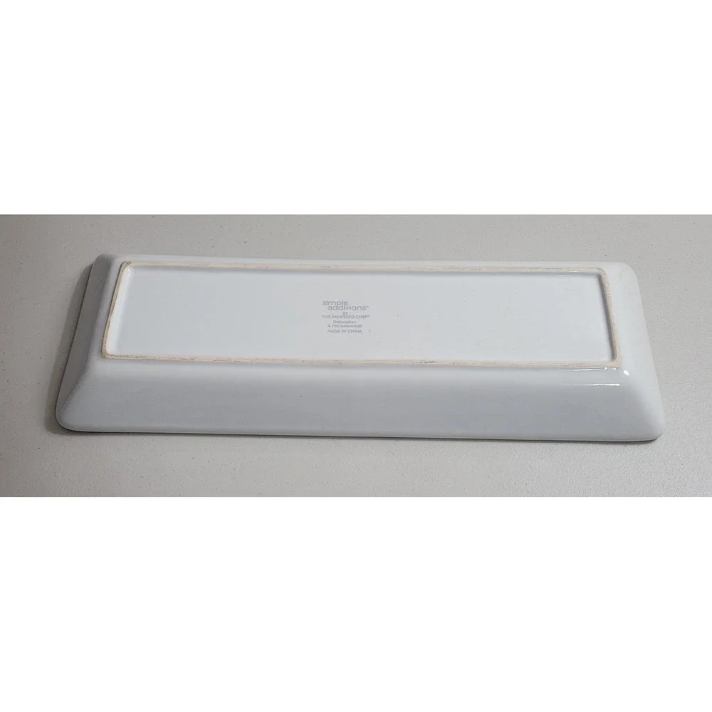 Pampered Chef Simple Additions Rectangular Platter White Ceramic Serving Tray